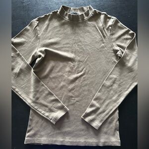 New Look Men Olive Tan Mock Neck Long Sleeve